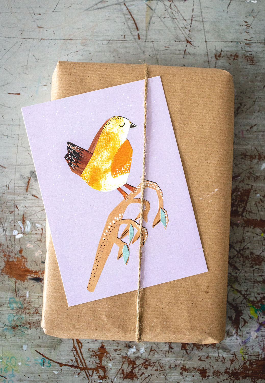 postkarte wintervogel