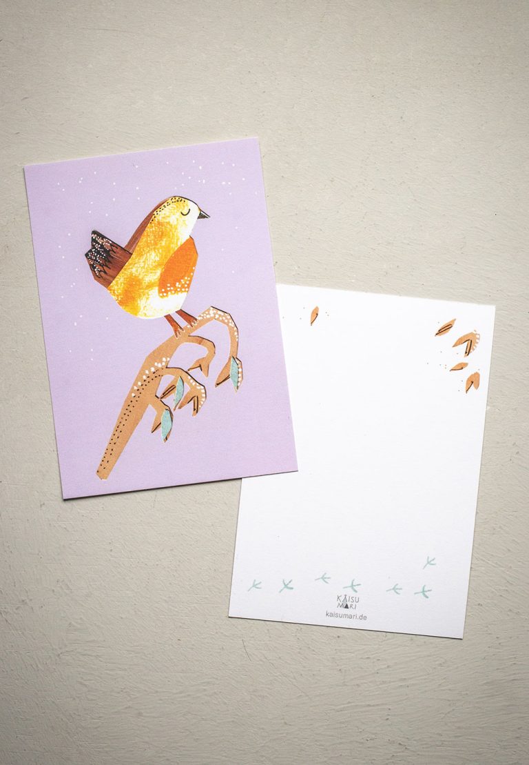 postkarte wintervogel